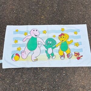 Vintage Franco 1998 Barney and Friends Swim Cotton Beach Towel Faded